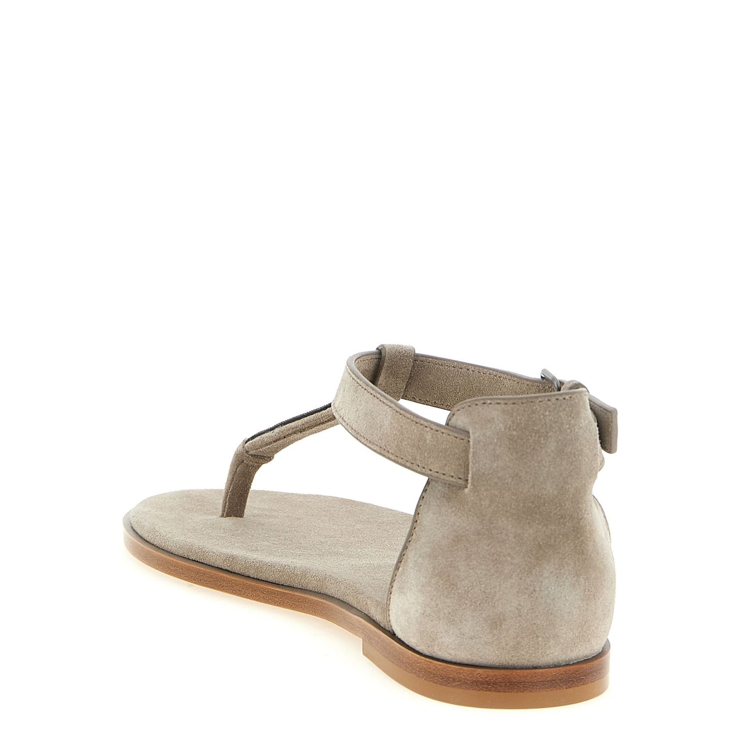 Brunello Cucinelli Beige Calfskin Flat Sandals