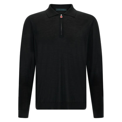 Kiton Black Wool Polo Shirt