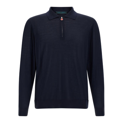 Kiton Blue Wool Polo Shirt