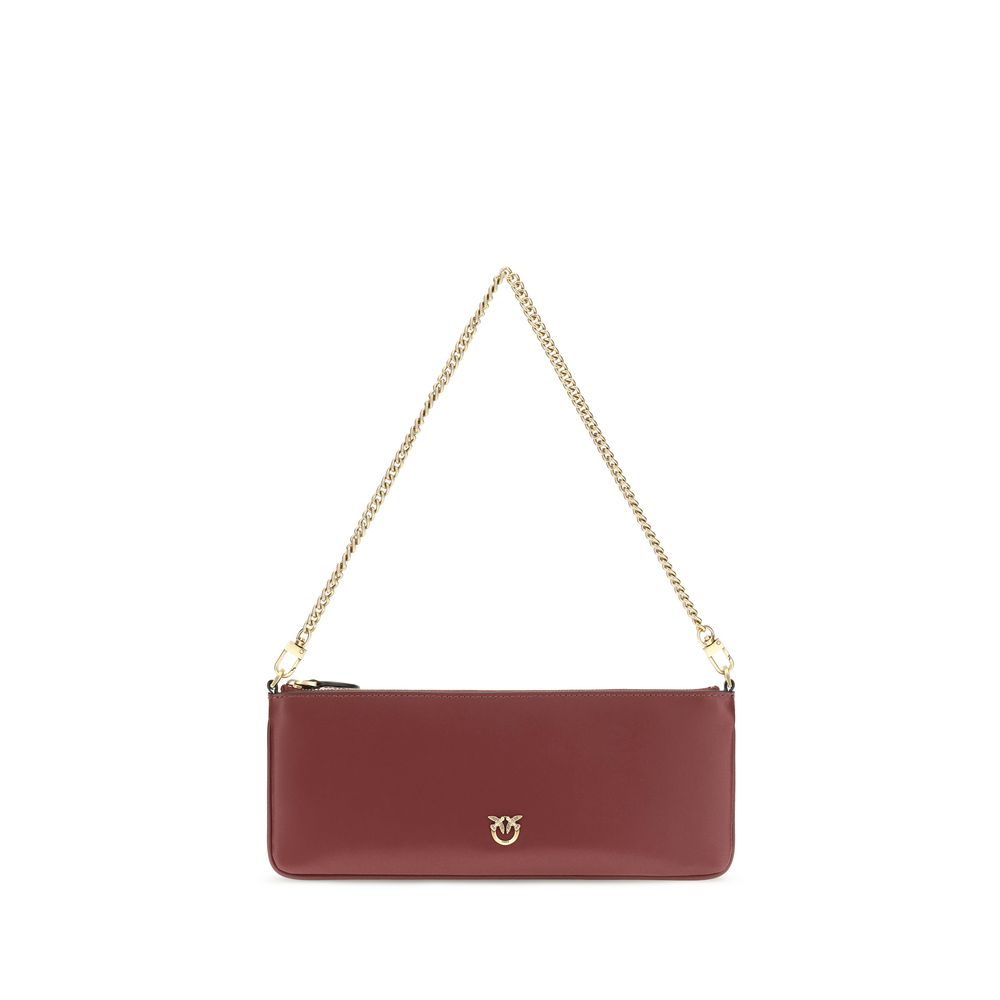 PINKO Bordeaux Calf Leather Bos Taurus Shoulder Bag
