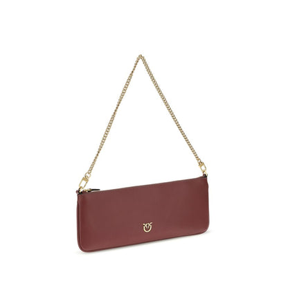PINKO Bordeaux Calf Leather Bos Taurus Shoulder Bag