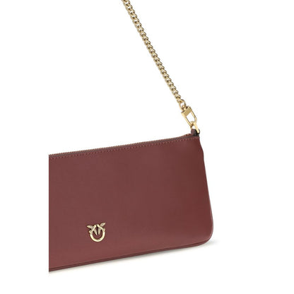 PINKO Bordeaux Calf Leather Bos Taurus Shoulder Bag