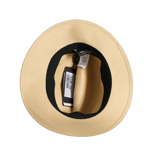 Dolce & Gabbana Men Beige Paper Straw Fedora Panama Capello Hat