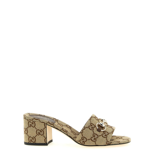Gucci Beige Cotton Slides