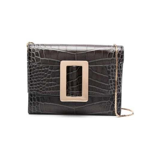 Boyy Buckle travel case croco embossed leather clutch bag BUCKLETRAVELCASECROCEMBOSSEDCS/CSDBLACK