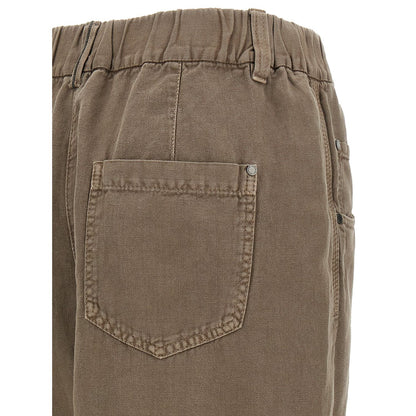 Brunello Cucinelli Brown Cotton Casual Pants