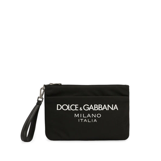 Dolce & Gabbana Nylon pouch with rubberized logo
