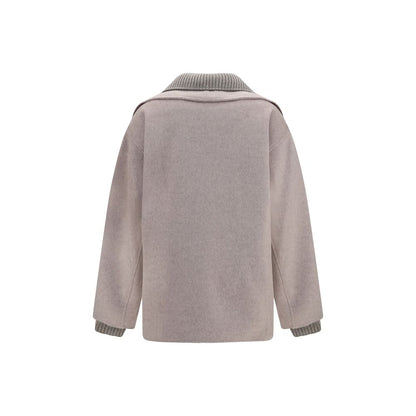 P.A.R.O.S.H. Beige Wool Oves Aries Full-Length Jacket