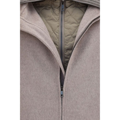P.A.R.O.S.H. Beige Wool Oves Aries Full-Length Jacket