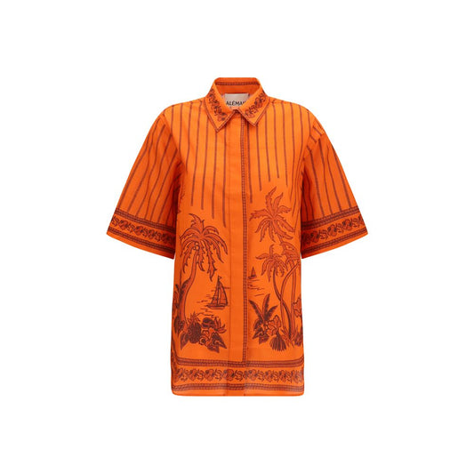 Alemais Orange Cotton Pattern Shirt