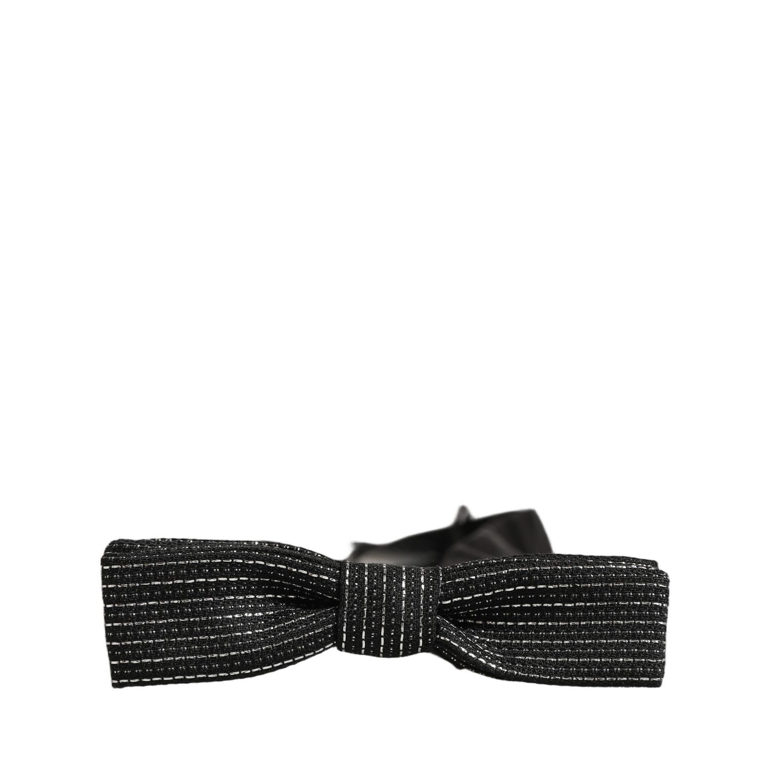 Dolce & Gabbana Men Black Silver Ribbed Adjustable Neck Papillon  Bow Tie