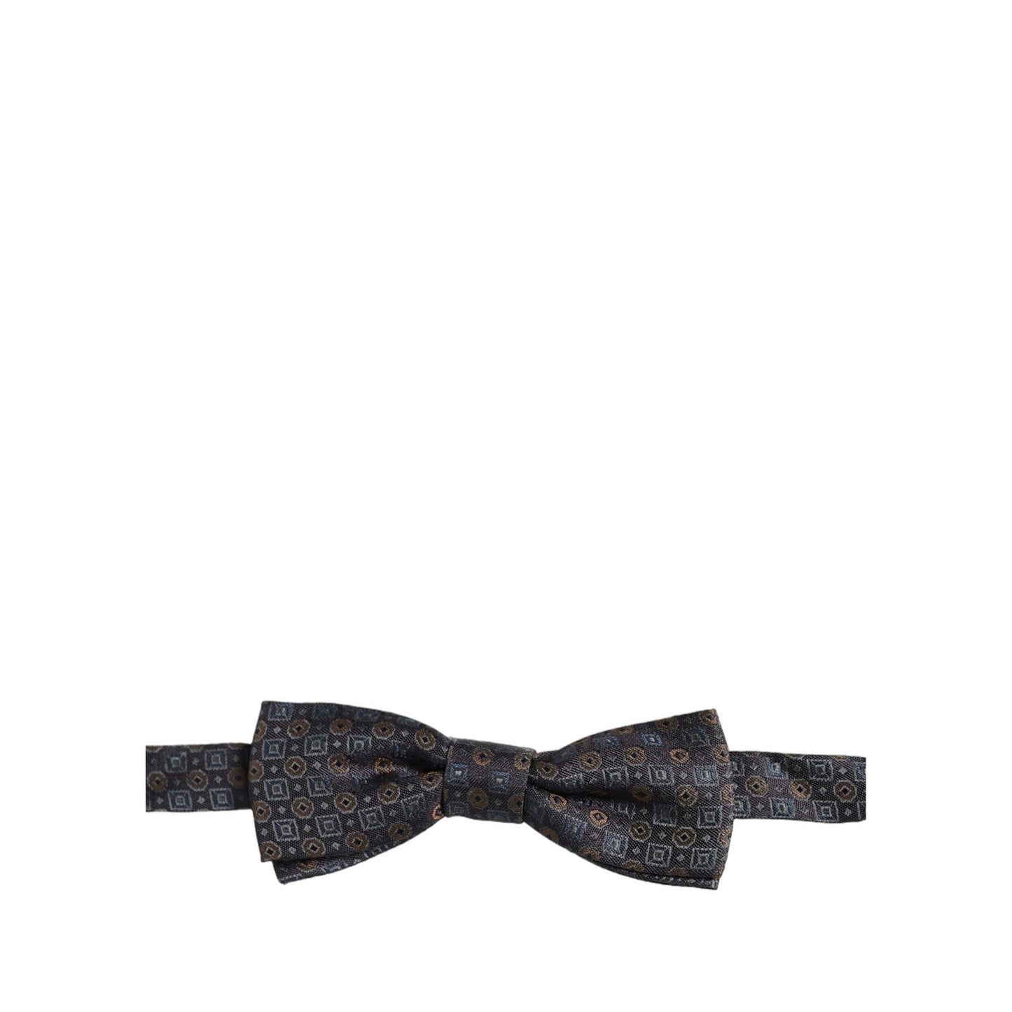 Dolce & Gabbana Men Dark Gray Geometric Adjustable Neck Bow Tie