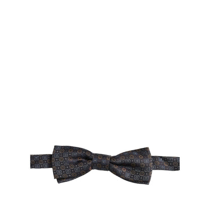 Dolce & Gabbana Men Dark Gray Geometric Adjustable Neck Bow Tie