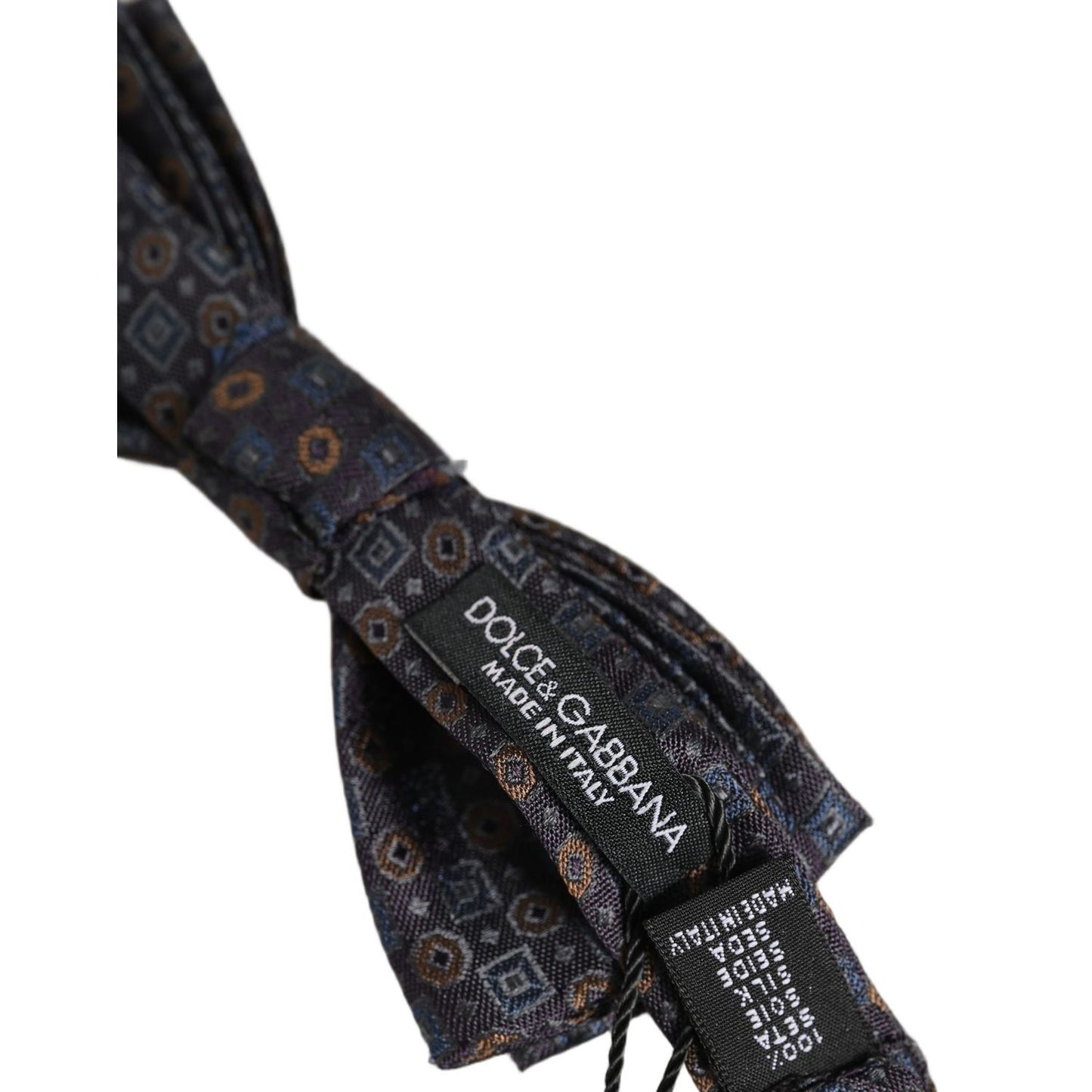 Dolce & Gabbana Men Dark Gray Geometric Adjustable Neck Bow Tie
