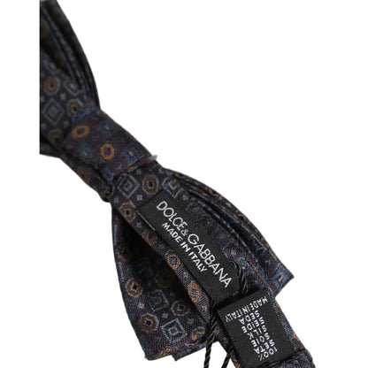 Dolce & Gabbana Men Dark Gray Geometric Adjustable Neck Bow Tie