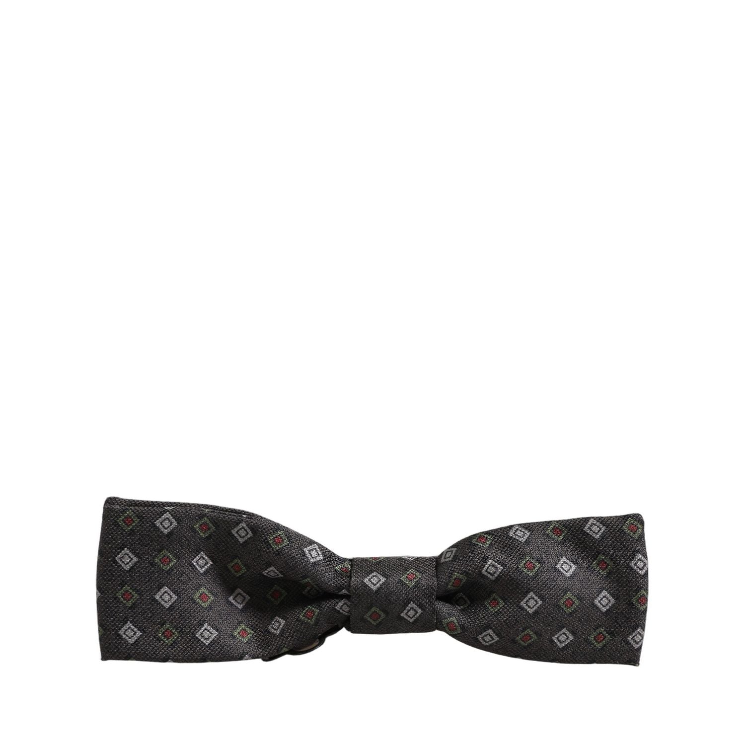 Dolce & Gabbana Men Dark Gray Geometric Adjustable Bow Tie