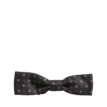 Dolce & Gabbana Men Dark Gray Geometric Adjustable Bow Tie