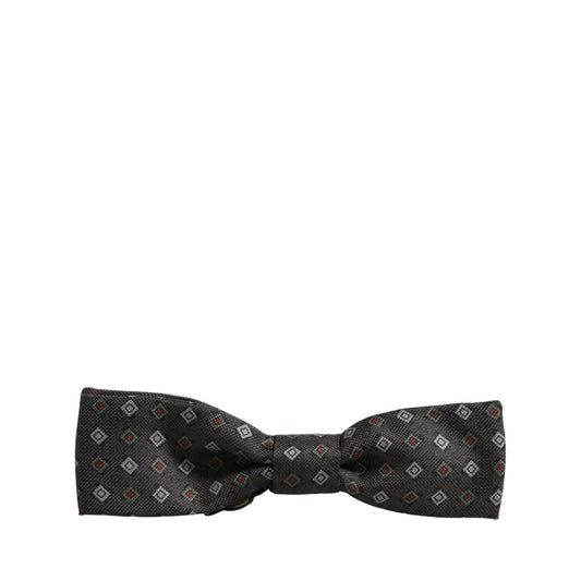 Dolce & Gabbana Men Dark Gray Geometric Adjustable Bow Tie