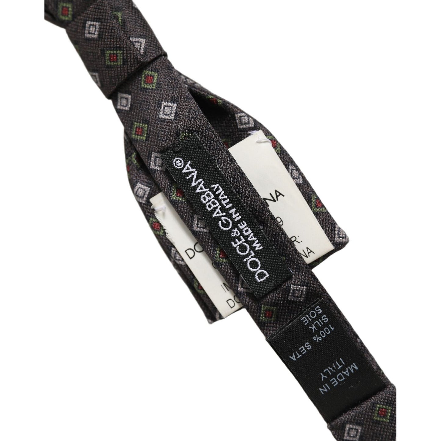 Dolce & Gabbana Men Dark Gray Geometric Adjustable Bow Tie