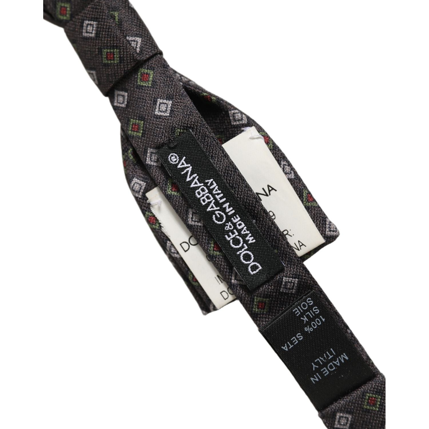 Dolce & Gabbana Men Dark Gray Geometric Adjustable Bow Tie