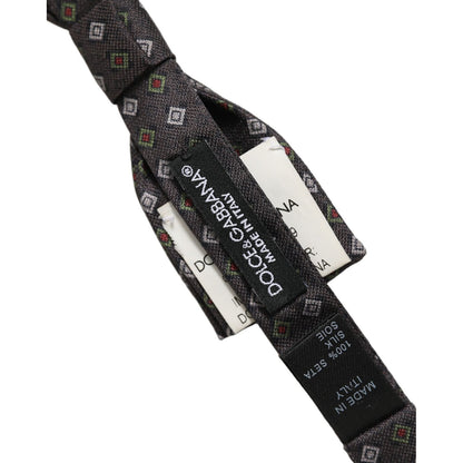 Dolce & Gabbana Men Dark Gray Geometric Adjustable Bow Tie