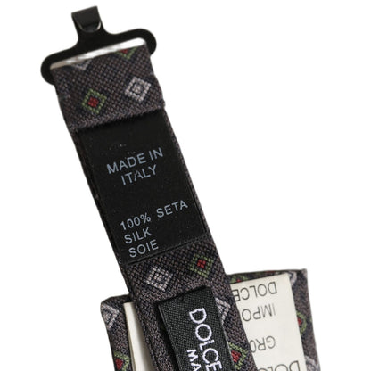 Dolce & Gabbana Men Dark Gray Geometric Adjustable Bow Tie