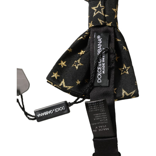 Dolce & Gabbana Men Black Star 100% Silk Adjustable Neck Papillon Bow Tie