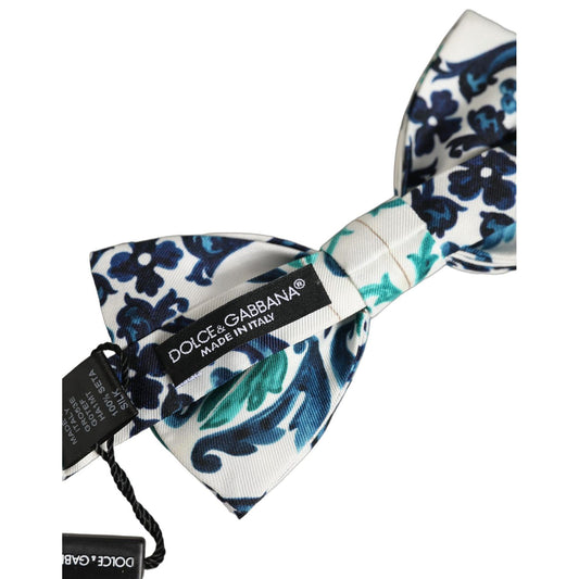 Dolce & Gabbana Men White Sicilian Silk Adjustable Neck Papillon Bow Tie