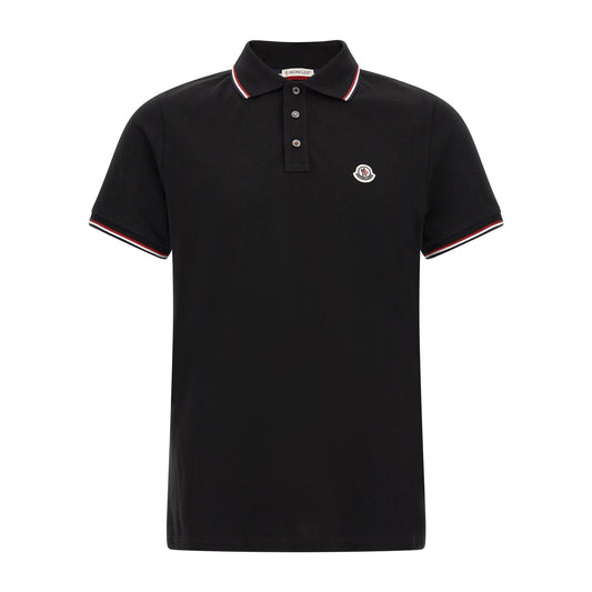Moncler Black Cotton Polo Shirt