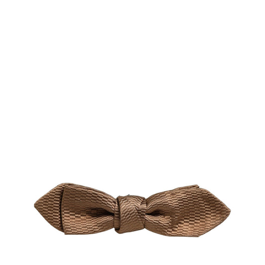 Dolce & Gabbana Men Brown Gold Silk Adjustable Neck Papillon Bow Tie
