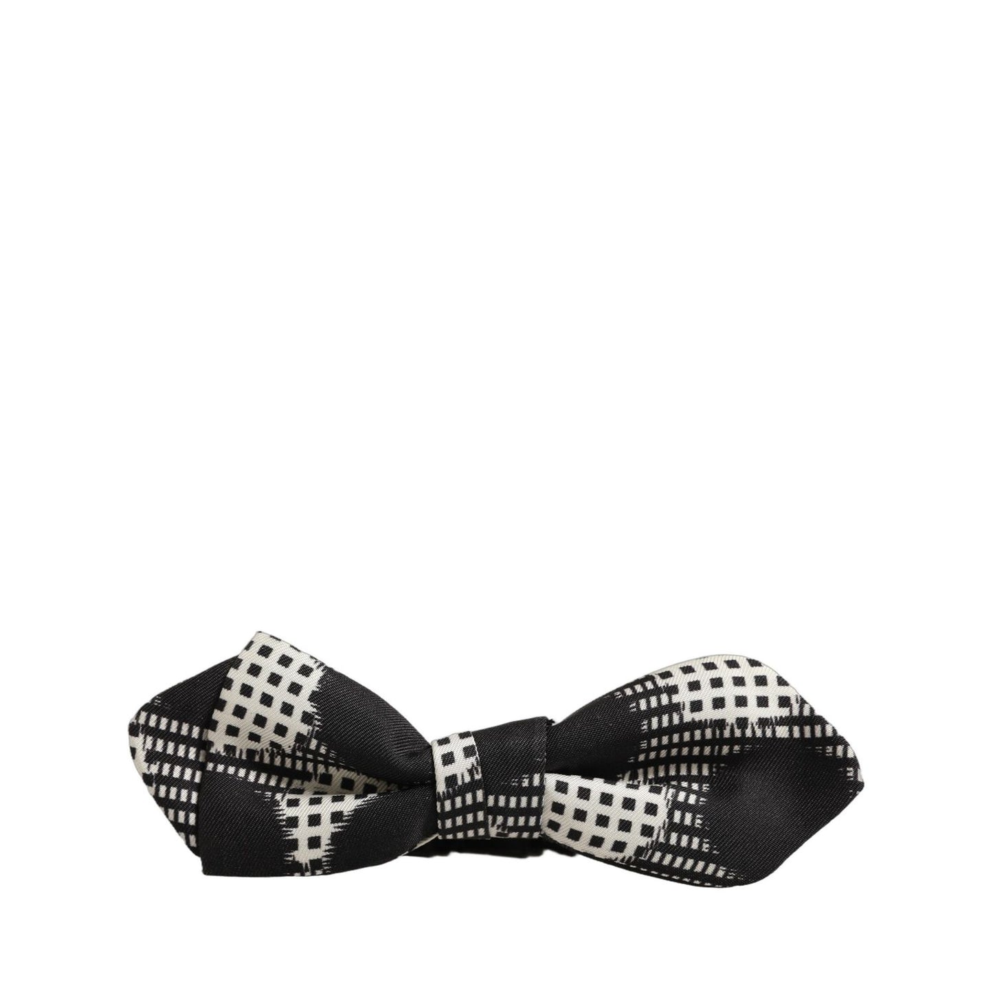 Dolce & Gabbana Black White Checkered Adjustable Neck Papillon Bow Tie