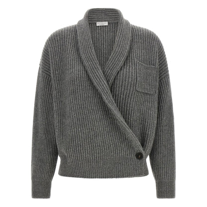 Brunello Cucinelli Gray Cashmere Cardigan