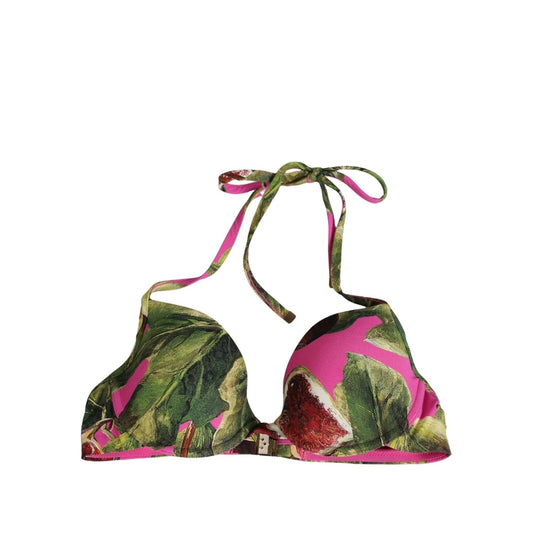 Dolce & Gabbana Fuchsia Pink Fig Print Beachwear Bikini Top