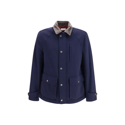 Brunello Cucinelli Blue Wool Oves Aries Full-Length Jacket
