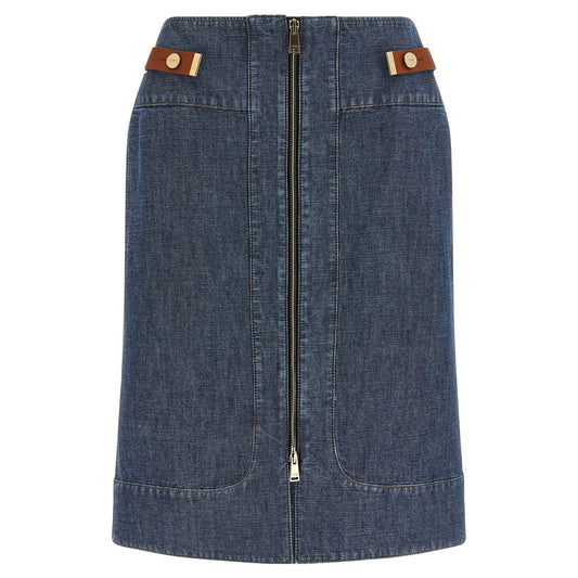 Fendi Blue Cotton Midi Skirt