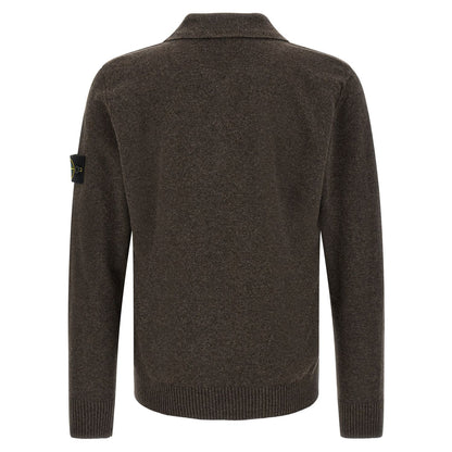 Stone Island Brown Virgin Wool Polo Shirt