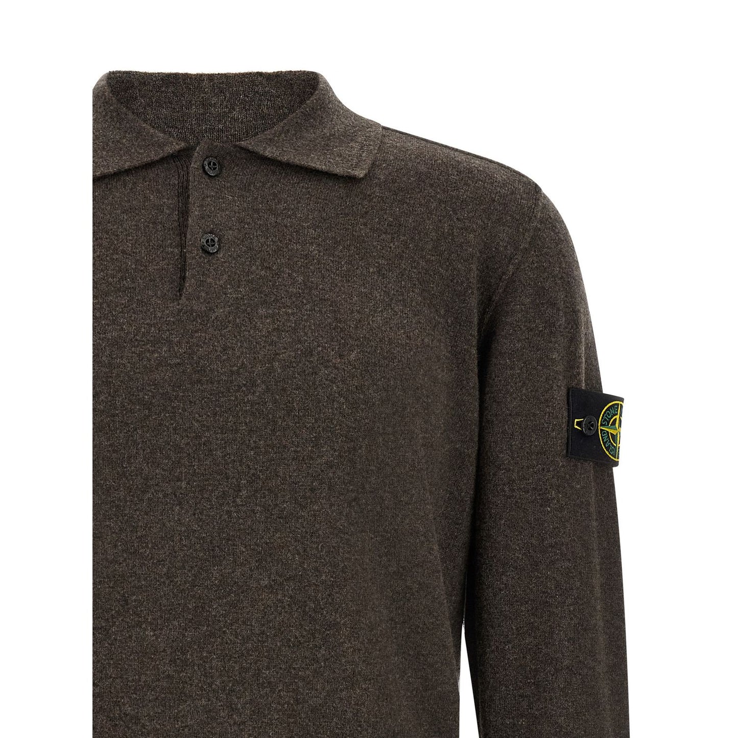 Stone Island Brown Virgin Wool Polo Shirt