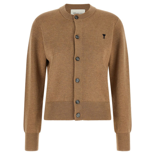 Ami Paris Beige Wool Cardigan