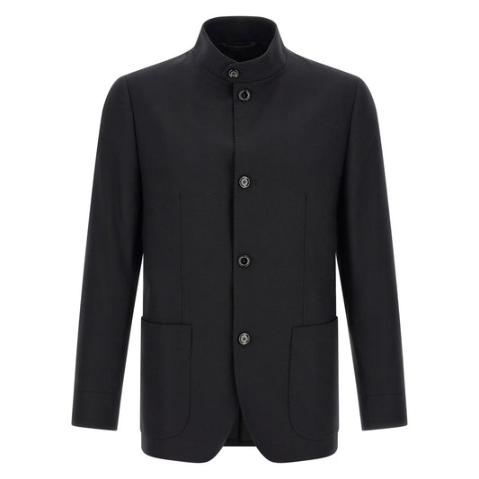Lardini Black Cashmere Full-Length Jacket