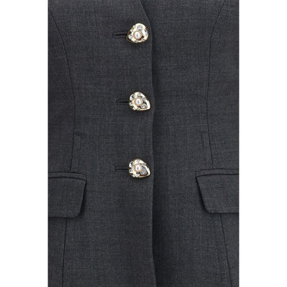 Self-Portrait Gray Polyester Blazer