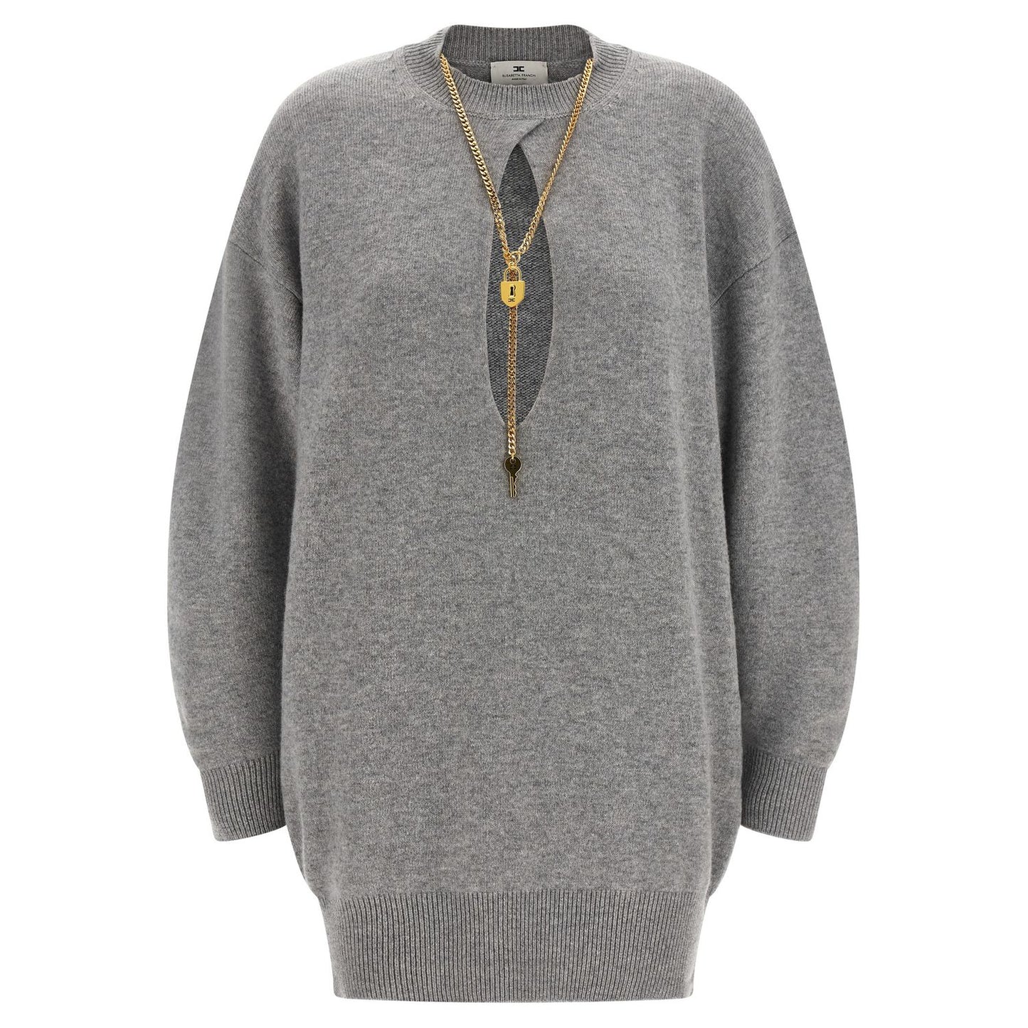 Elisabetta Franchi Gray Wool Short Dress