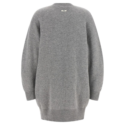 Elisabetta Franchi Gray Wool Short Dress