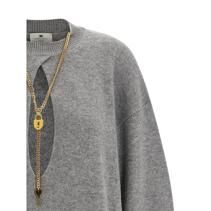 Elisabetta Franchi Gray Wool Short Dress