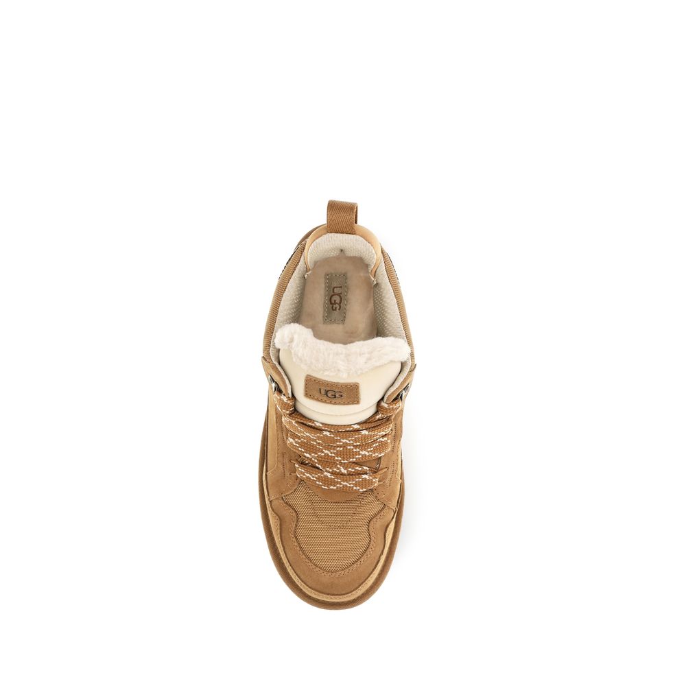 UGG Beige Calf Leather Bos Taurus Chunky Sneakers