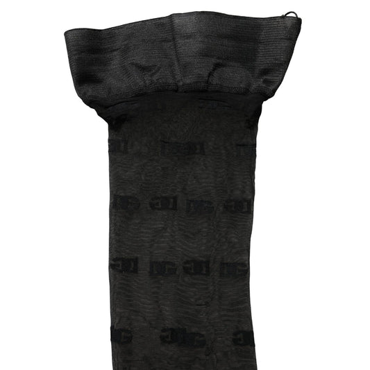 Dolce & Gabbana Black Sheer Logo Monogram Tights Stockings Socks