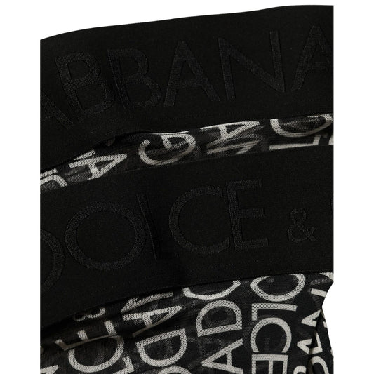 Dolce & Gabbana Black Sheer Logo Monogram High Stockings Socks