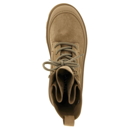 Moncler Beige Leather Lace-Up Boots