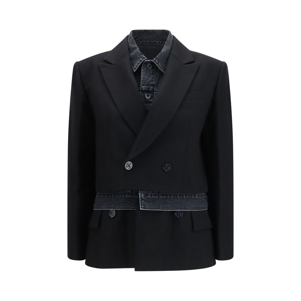Sacai Black Wool Oves Aries Denim Jacket