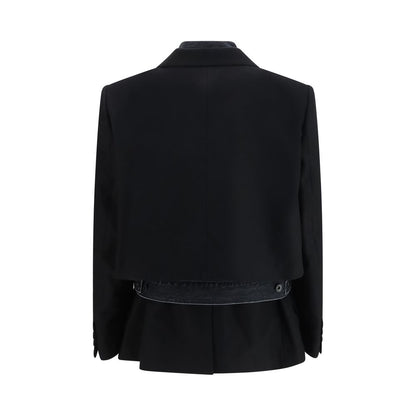 Sacai Black Wool Oves Aries Denim Jacket