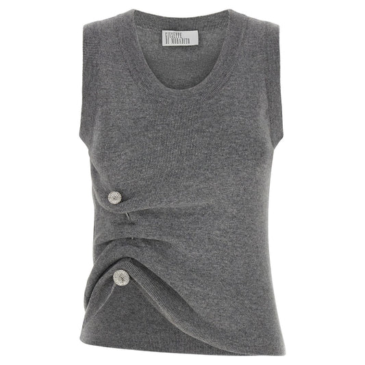 Giuseppe Di Morabito Gray Virgin Wool Sleeveles Sweater